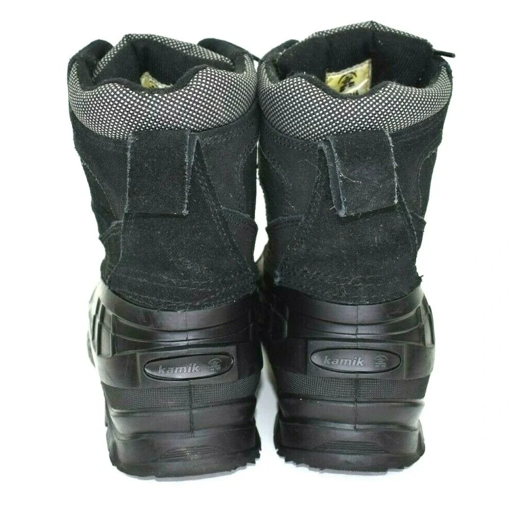 KAMIK WAUSAU Mens Waterproof Leather Winter Boots Black Size 11